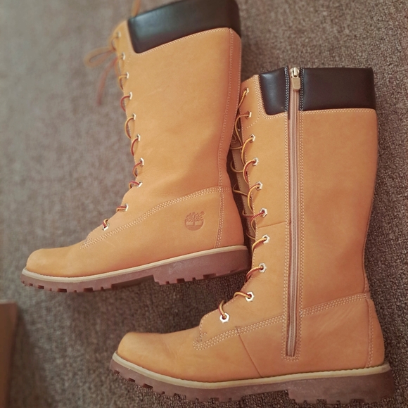 TIMBERLAND PREMIUM WHEAT BUCK LEATHER WOMEN'S 14in BOOTS SIZE 6.5 - Picture 9 of 12